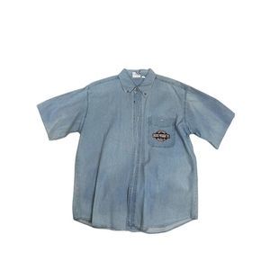 Vintage ‘00 light denim bike week button  up Shirt Men's XXL
